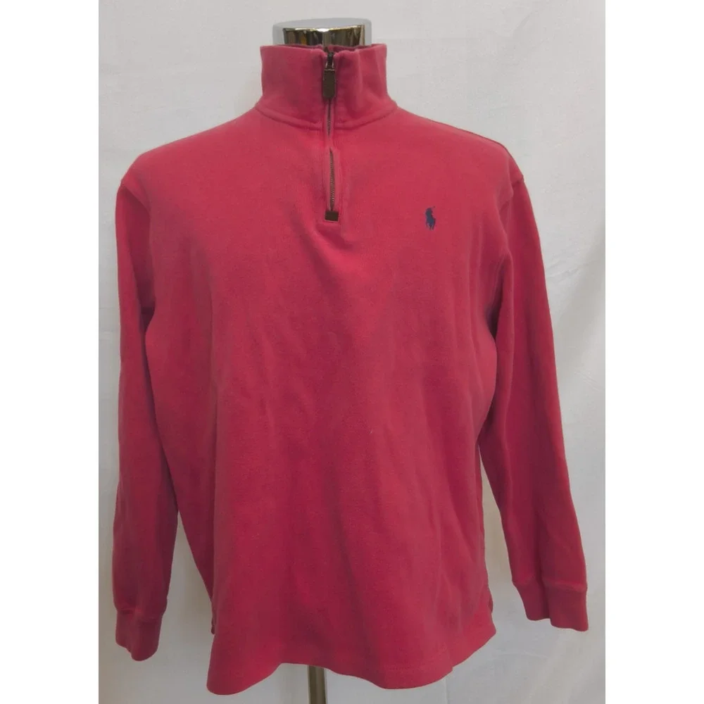 Polo Ralph Lauren 1/4 Zip Sweater Men's XL 100% Cotton Red Blue Pony #W5202